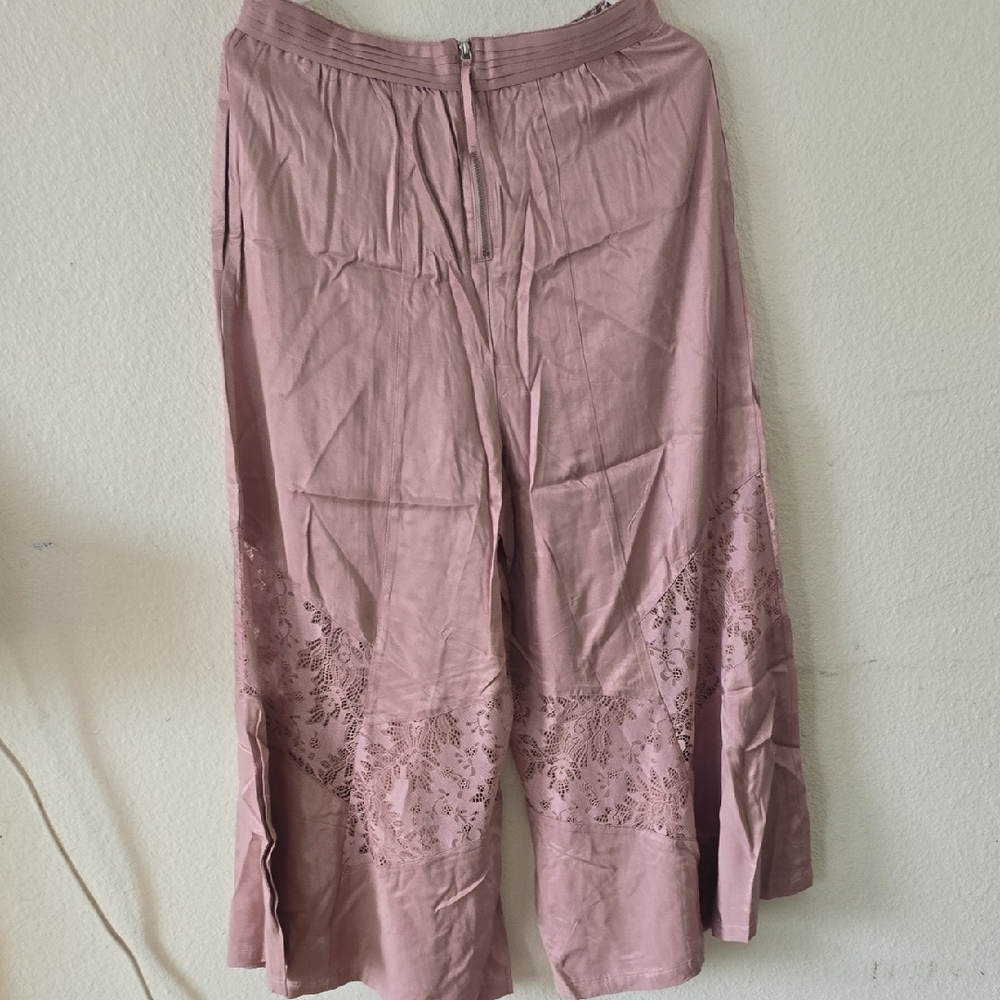 Anthropologie NWT SILKY PALAZZO PANTS Mauve size 10 - Picture 5 of 6